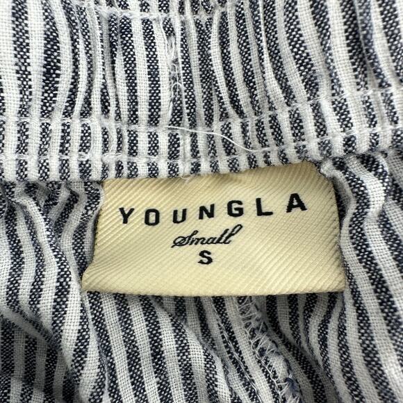 YoungLA Simply Linen Pants Striped Relaxed Pull On Pockets Mens Samll - Picture 8 of 8